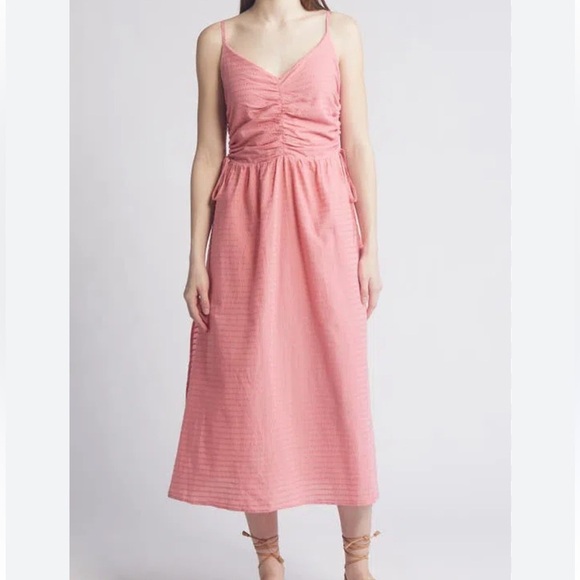 Nation Peppa Ruched Linen-Blend Sundress in Pink Size Small - Picture 2 of 10
